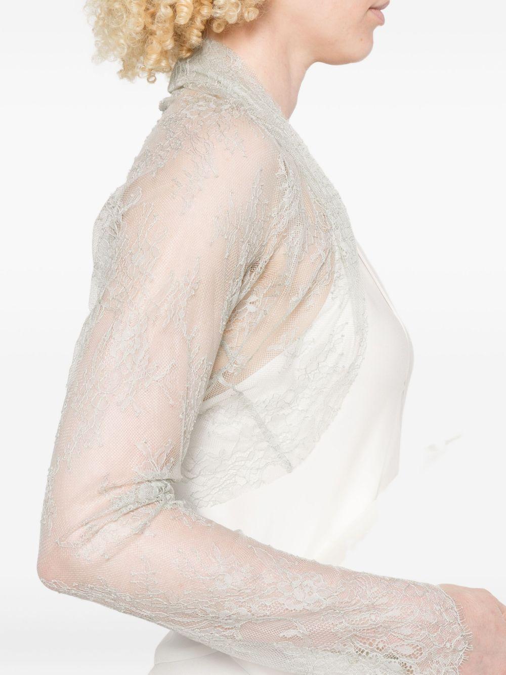 Giacca in Pizzo a Maniche Lunghe 252U33026620 0483 GHIACCIO ALBERTA FERRETTI 