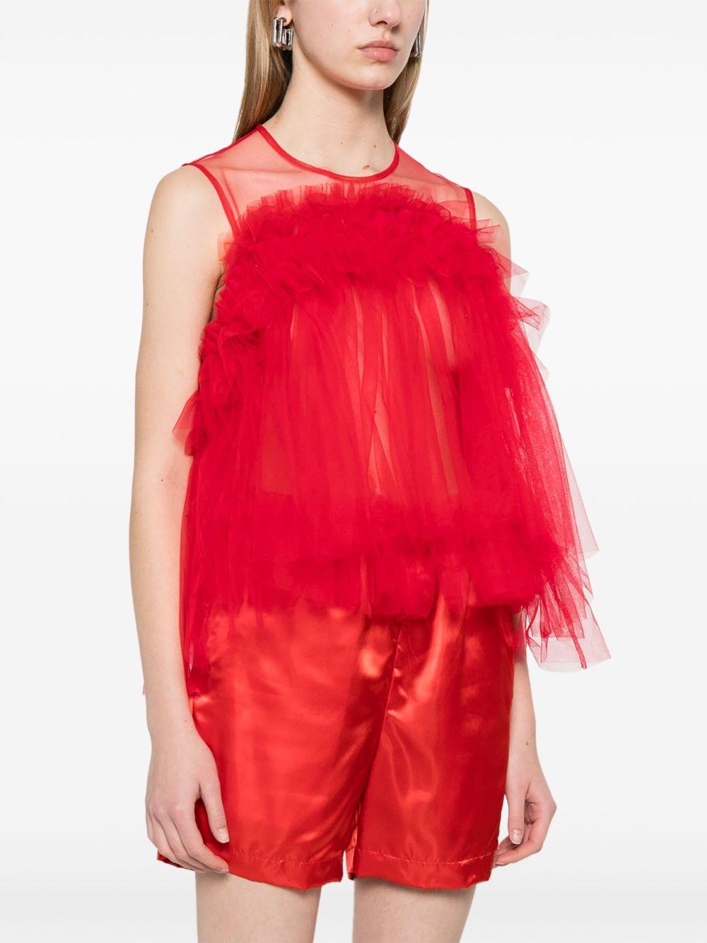 Blusa in tulle con volant 3OB003S25 2 RED NOIR KEI NINOMIYA 
