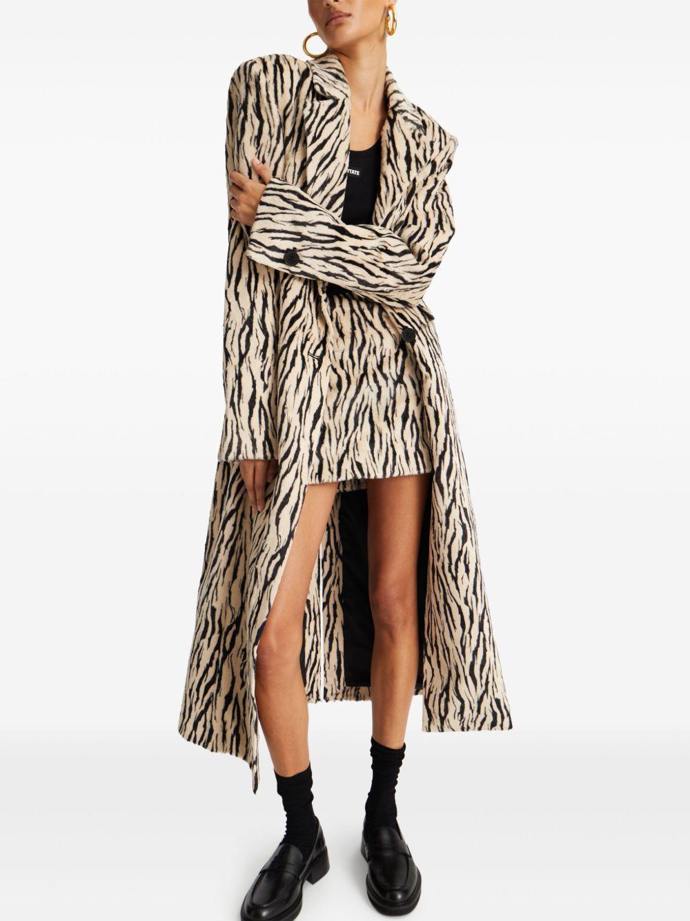 Printed Faux Fur Coat 115047858 858 EGRET COMB ROTATE 
