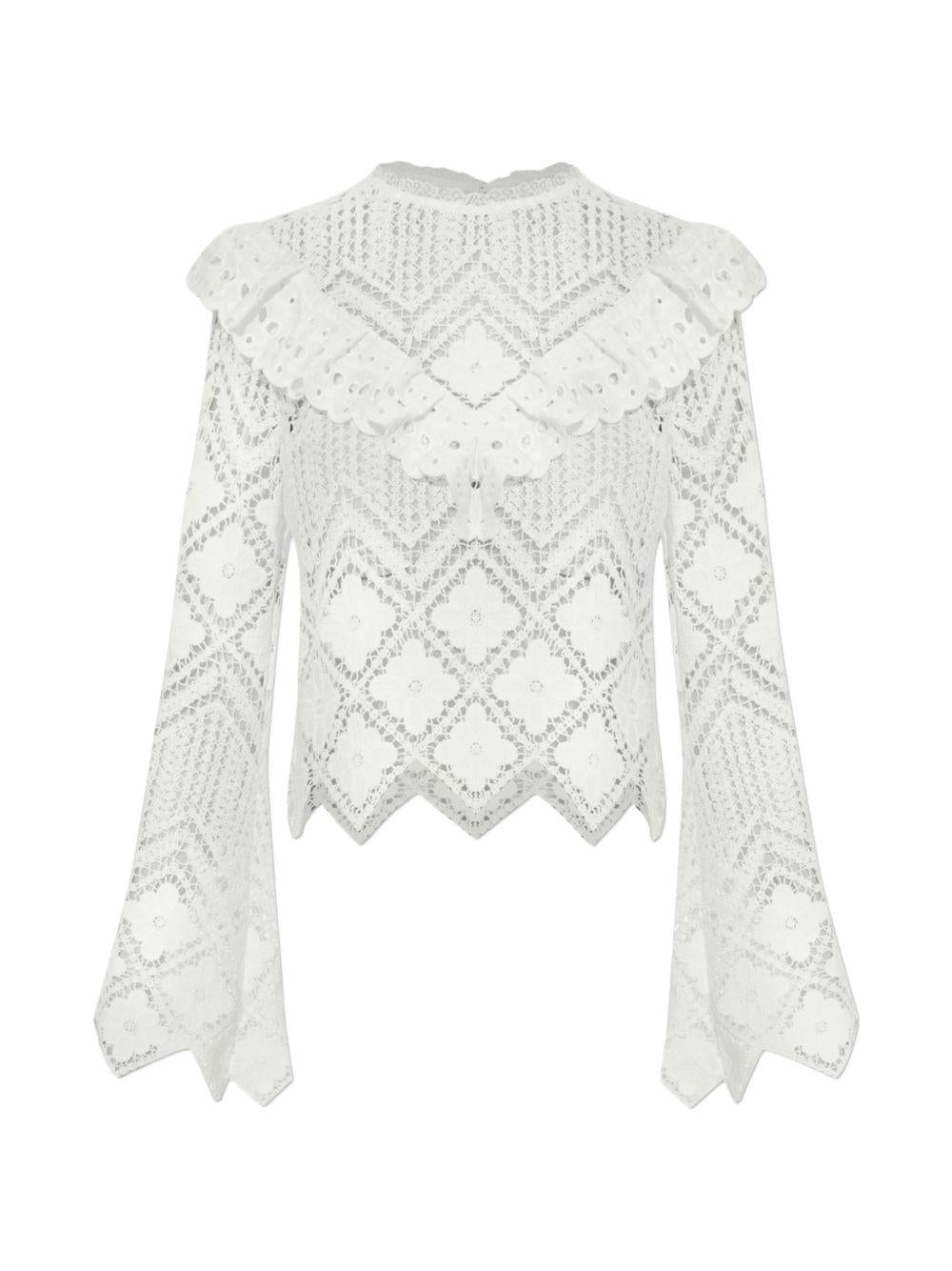 Top Corto in Pizzo all'Uncinetto Bianco AC26010TAW WHITE SELF-PORTRAIT 