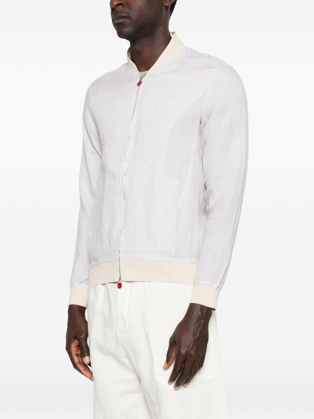 KITON - Bomber con zip UGO001H0961319001 COSTINA BIANCO KITON 