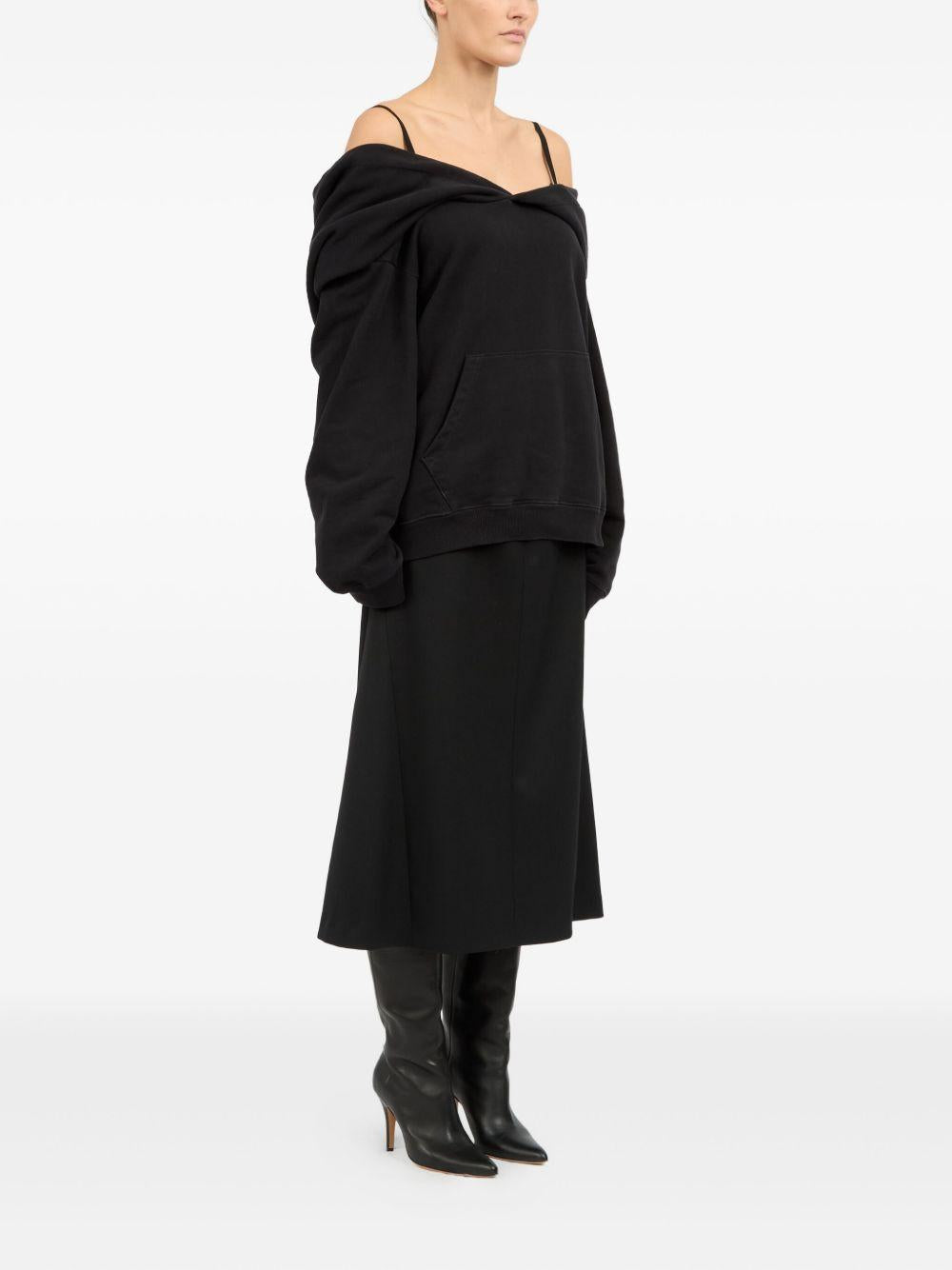 Felpa off-shoulder con cappuccio S52GU0244M25014 900 BLACK MM6 MAISON MARGIELA 