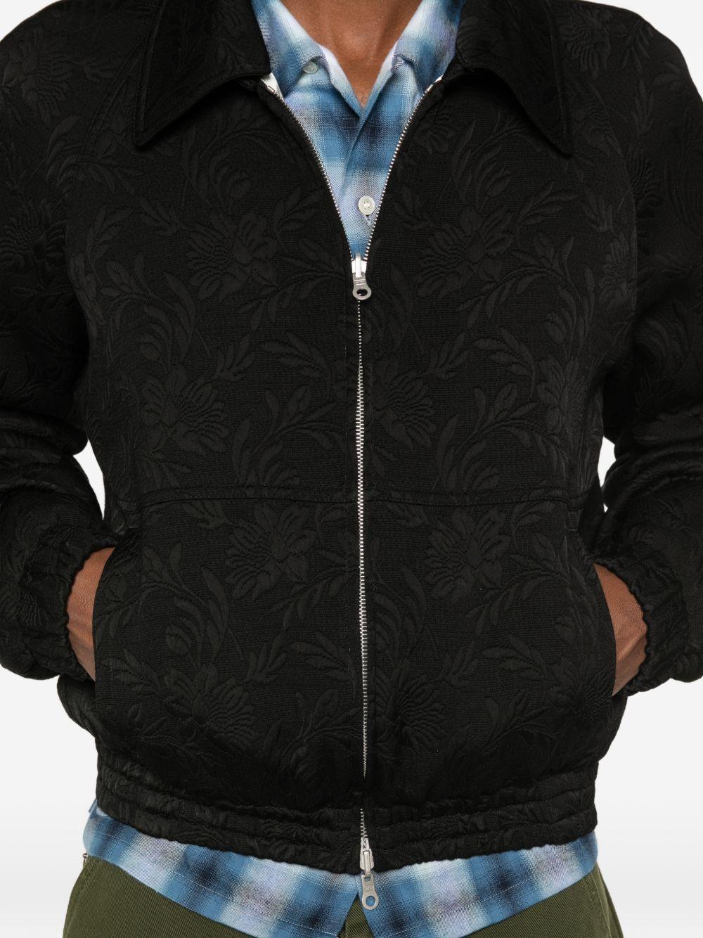 Reversible floral-jacquard woven jacket VINNYSREV3265 900 BLACK DRIES VAN NOTEN 