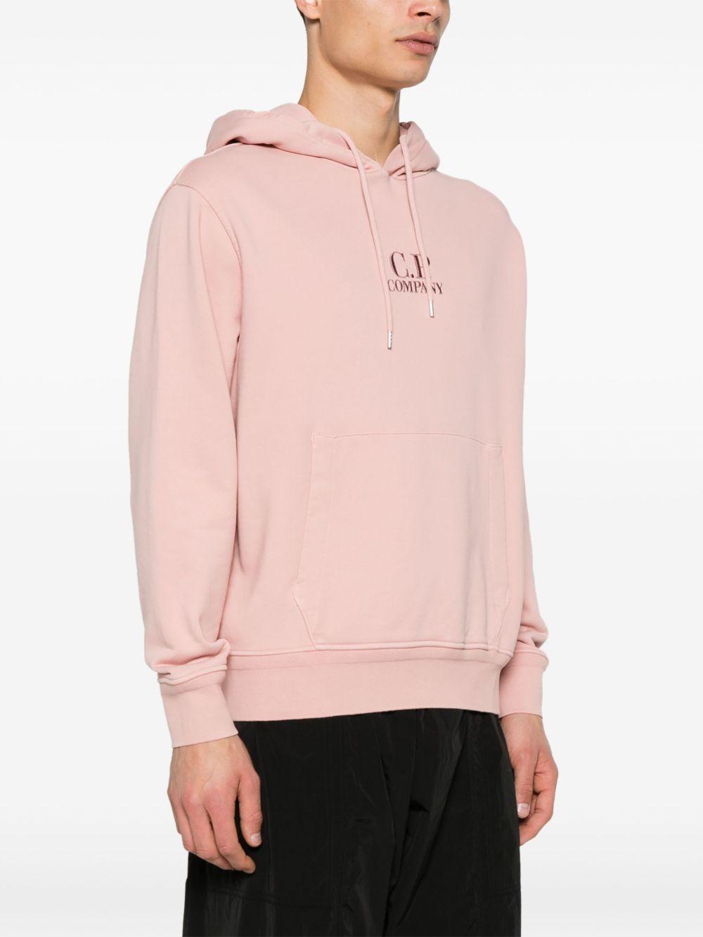 Cotton Diagonal Fleece Resist Dyed Hooded Logo Sweatshirt 18CMSS099B110044R 520 MISTY ROSE CP COMPANY 