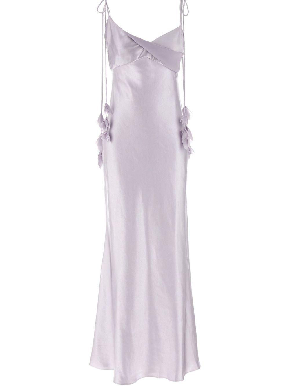 Floral-appliqué satin dress SS25252XL LILAC SELF-PORTRAIT 