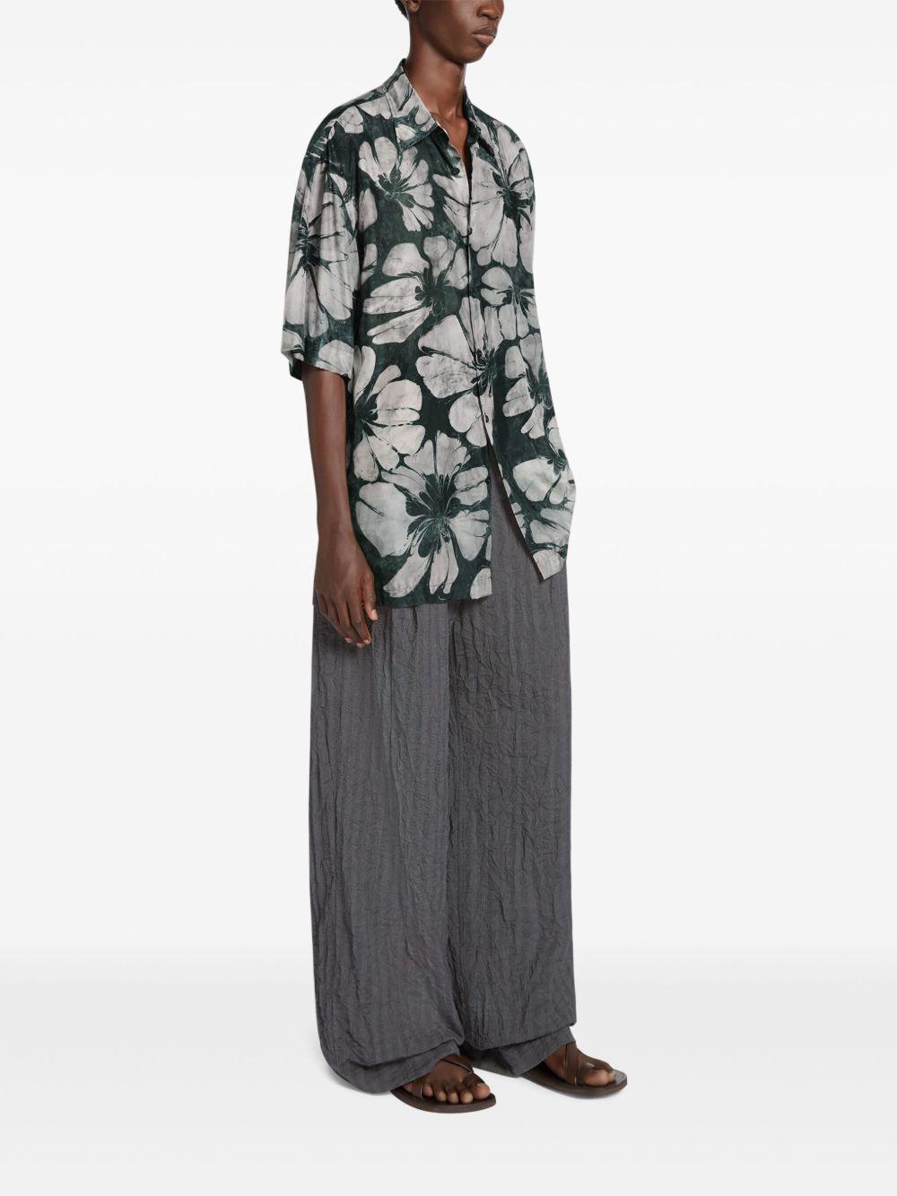 Camicia a mezze maniche in seta 2510207001202 604 GREEN DRIES VAN NOTEN 