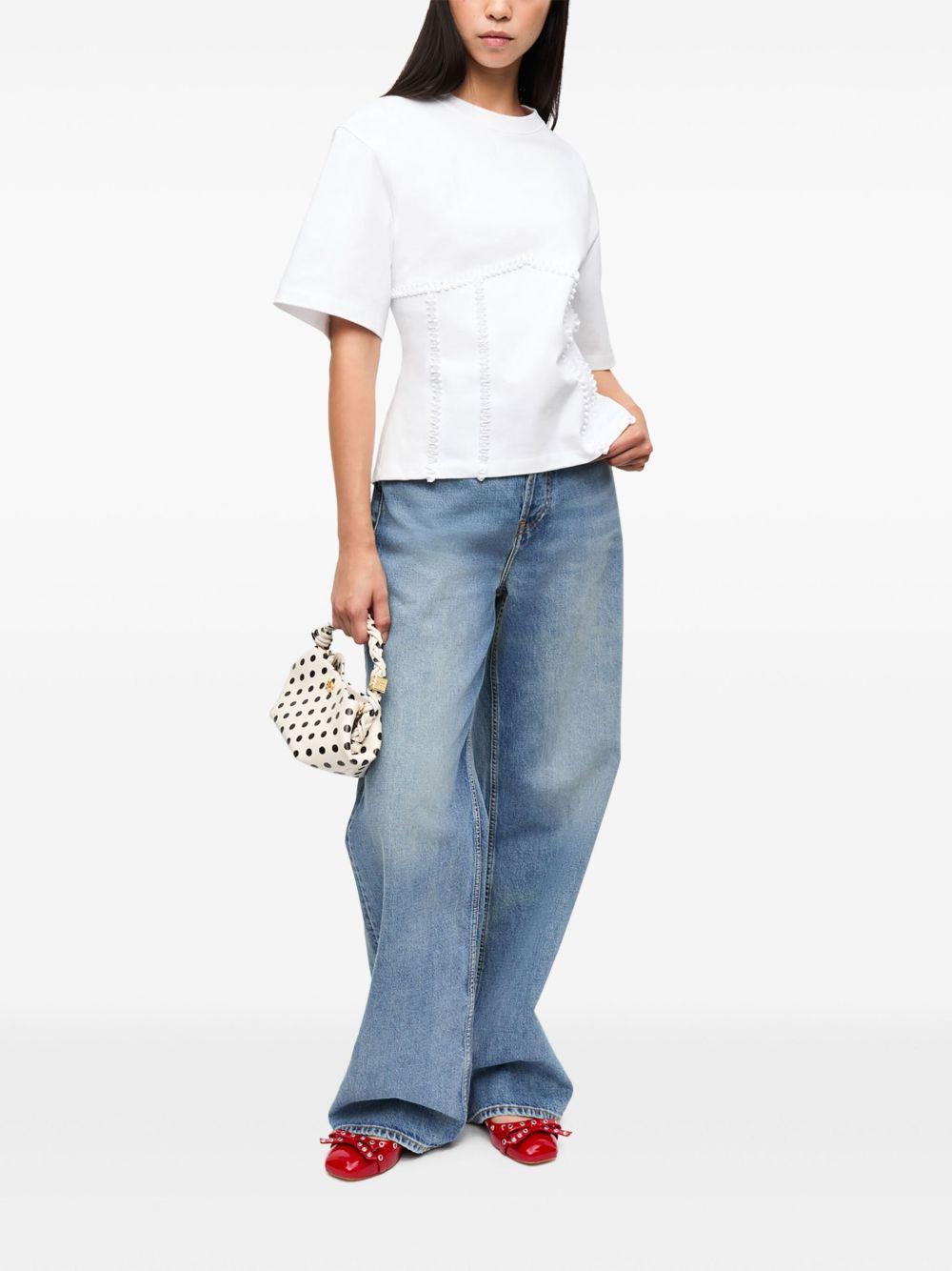 White Cotton Tie Back T-shirt T4149 151 BRIGHT WHITE GANNI 