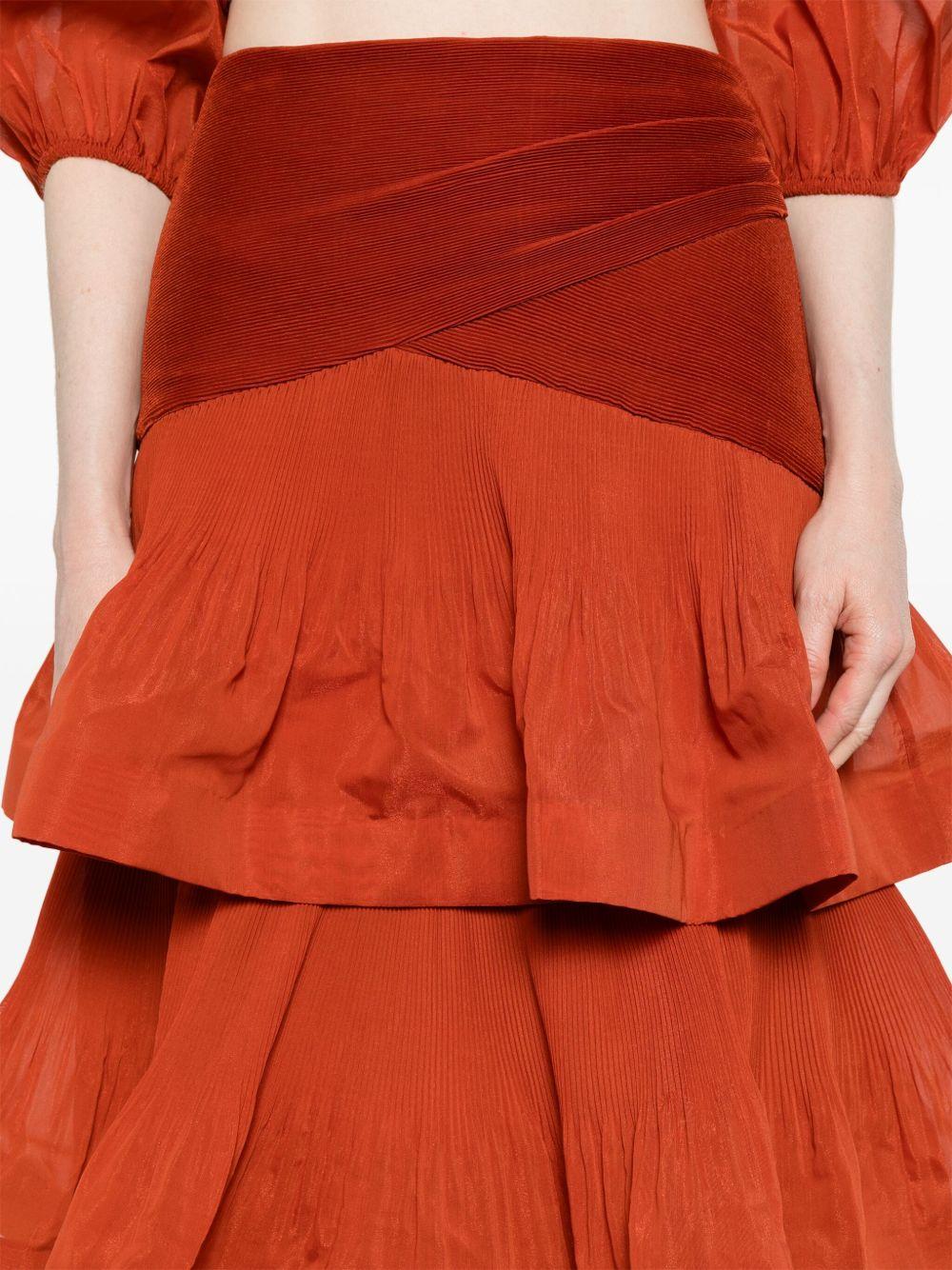 Gonna lunga plissettata 3914SS25R DARK RED ZIMMERMANN 