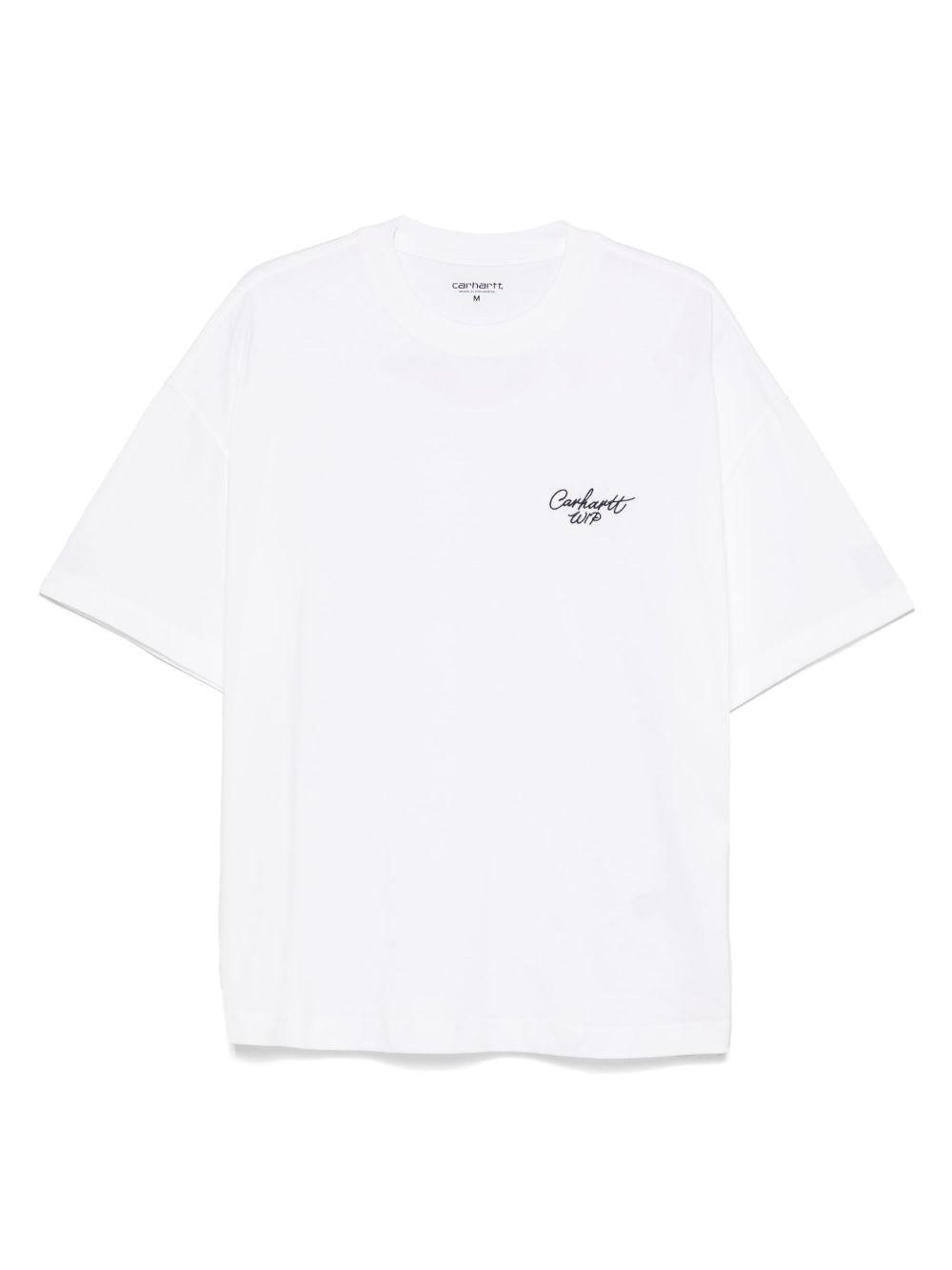 T-shirt S/S Signature Script I033828 00AXX WHITE BLACK CARHARTT WIP 