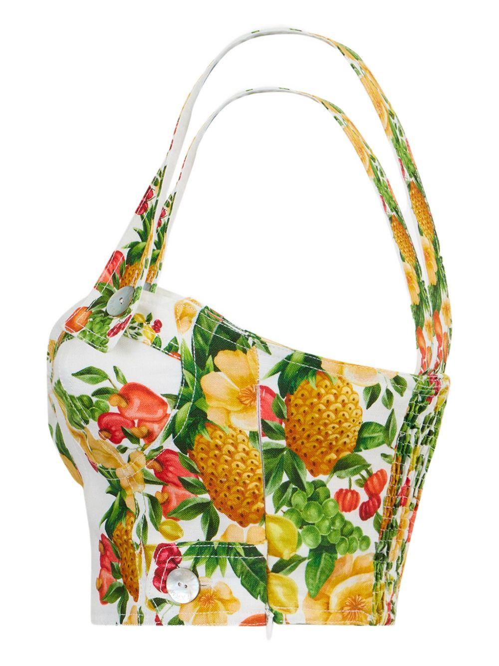 Crop Top Off-White Picnic Flowers in lino Euroflax™ 335881 25074 PICNIC FLOWERS FARM RIO 