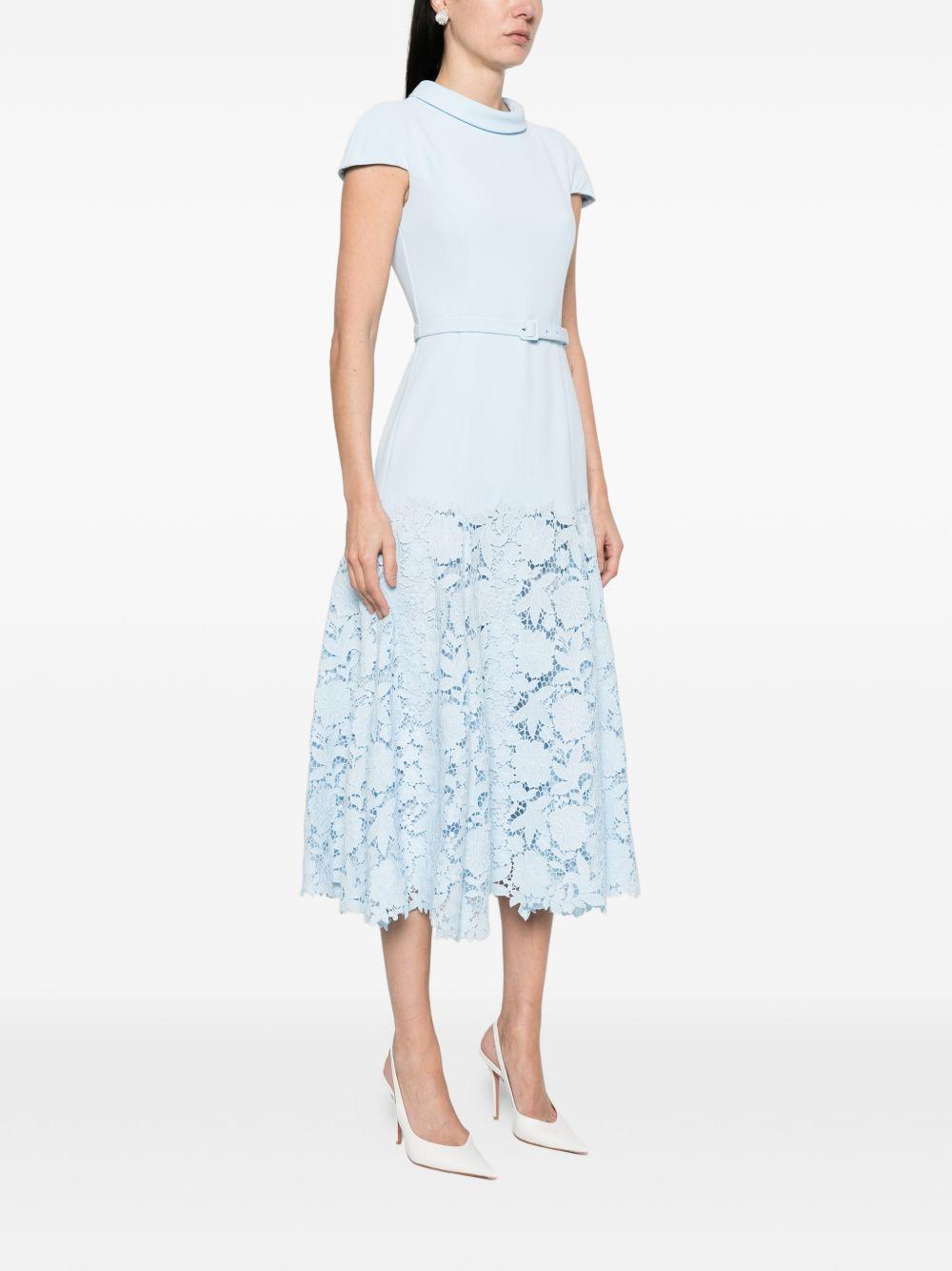 Blue Crepe Lace Midi Dress SS26095MABL BLUE SELF-PORTRAIT 