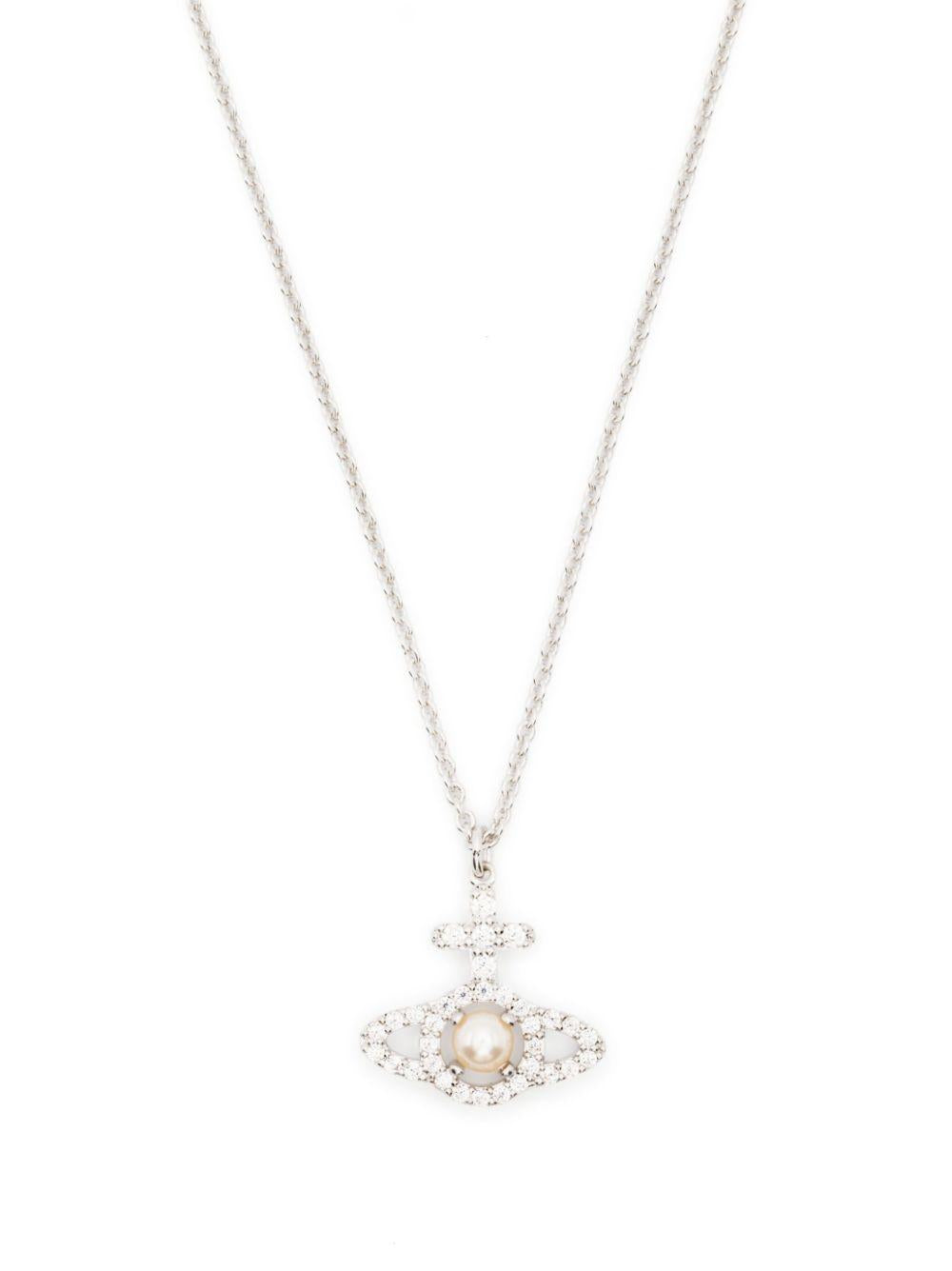 Olympia Pendant Necklace 630203AR02P132SM PLATINUM CREAMROSE WHITE VIVIENNE WESTWOOD 