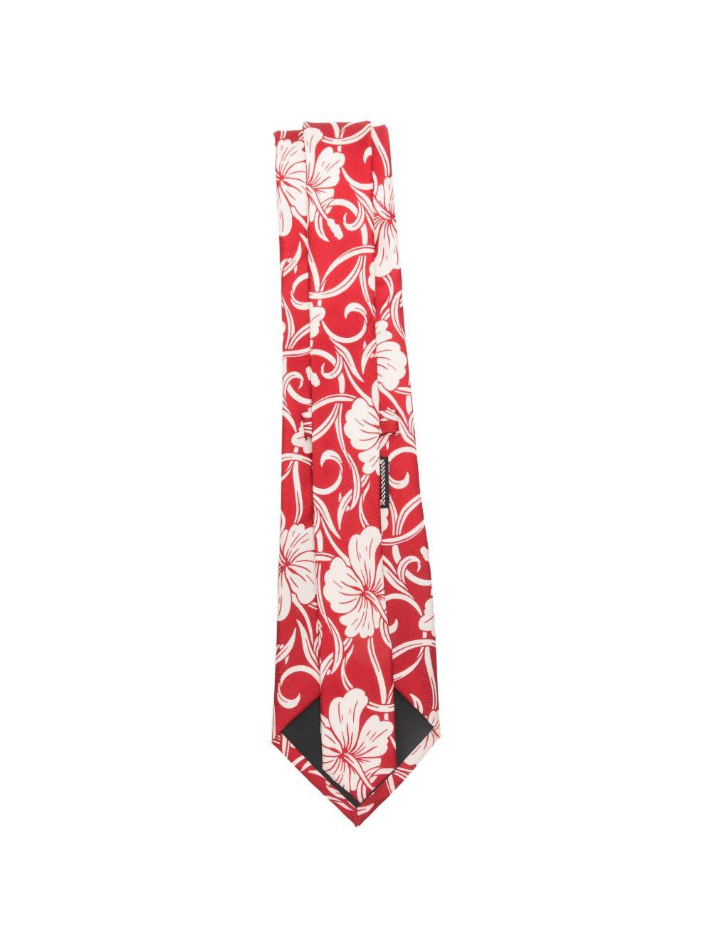 Cravate Hibiscus Monogramme KTI002SE028 RED DROLE DE MONSIEUR 