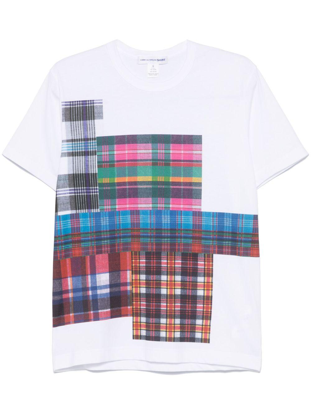 Men's Tartan Print T-Shirt - White FOT008S25 1 WHITE CHECK COMME DES GARCONS SHIRT 