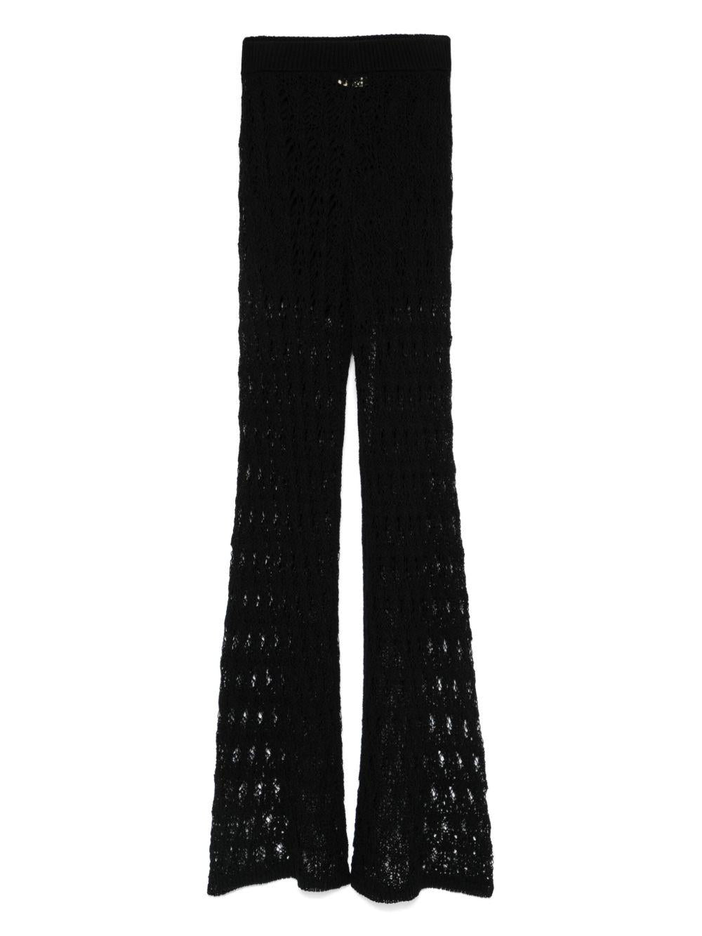 Pantaloni con effetto pizzo B22061 09 NERO ROBERTO COLLINA 