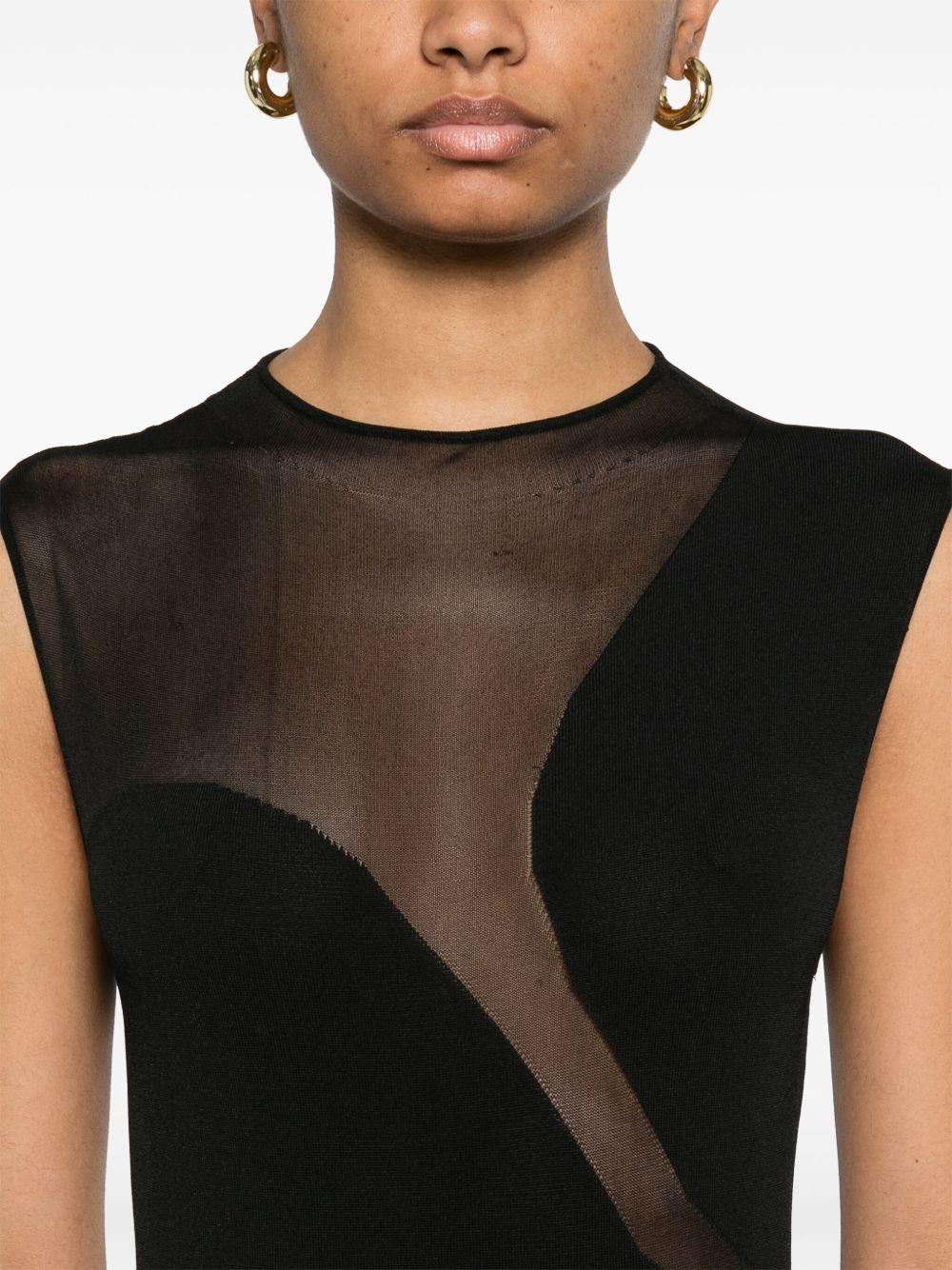 Abito lungo semi trasparente 113706100 100 BLACK ROTATE 