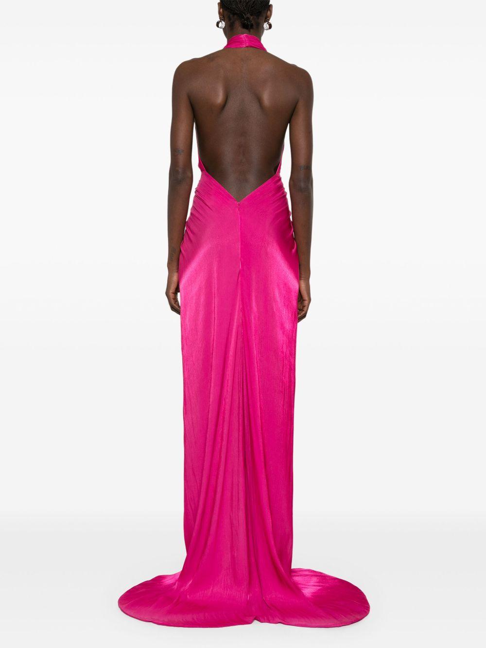 Colette Lurex Georgette Halterneck Gown<BR/> PS2342 MAGENTA COSTARELLOS 