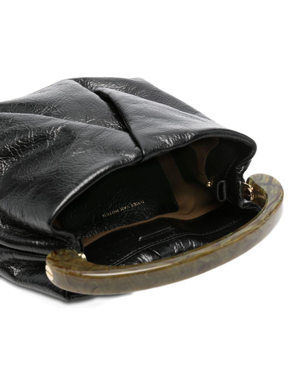 Small Pleated Leather Bag BW252CRISP709150 900 BLACK DRIES VAN NOTEN 