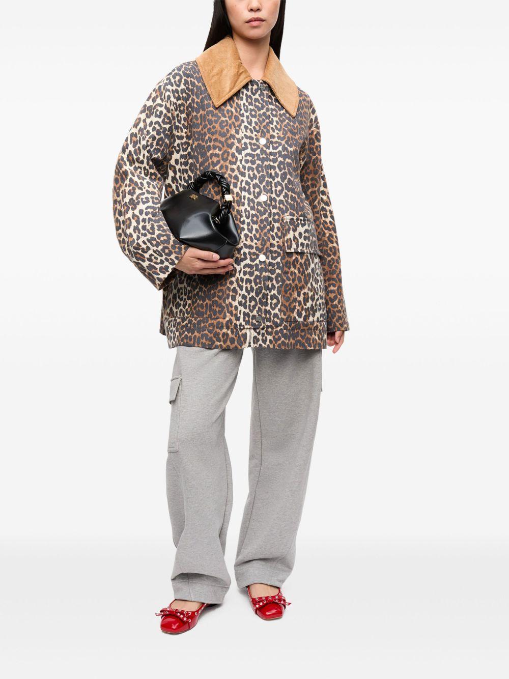Leopard Printed Canvas Midi Jacket W0391 859 ALMOND MILK GANNI 