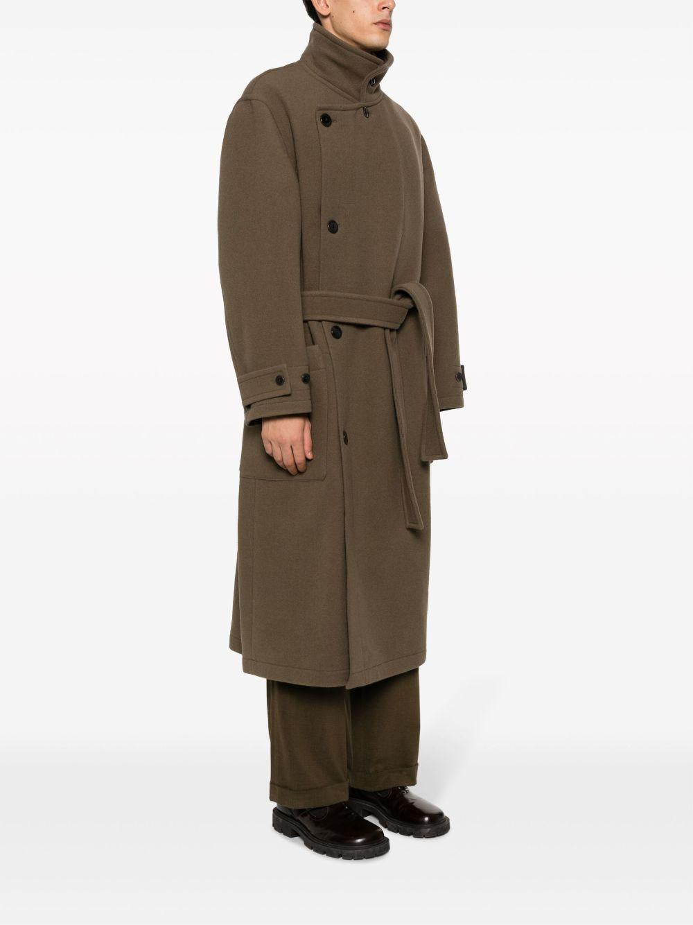 Wrap Coat - Dark Squirrel Double Wool CO1037LF1116 BR500 DARK SQUIRREL LEMAIRE 