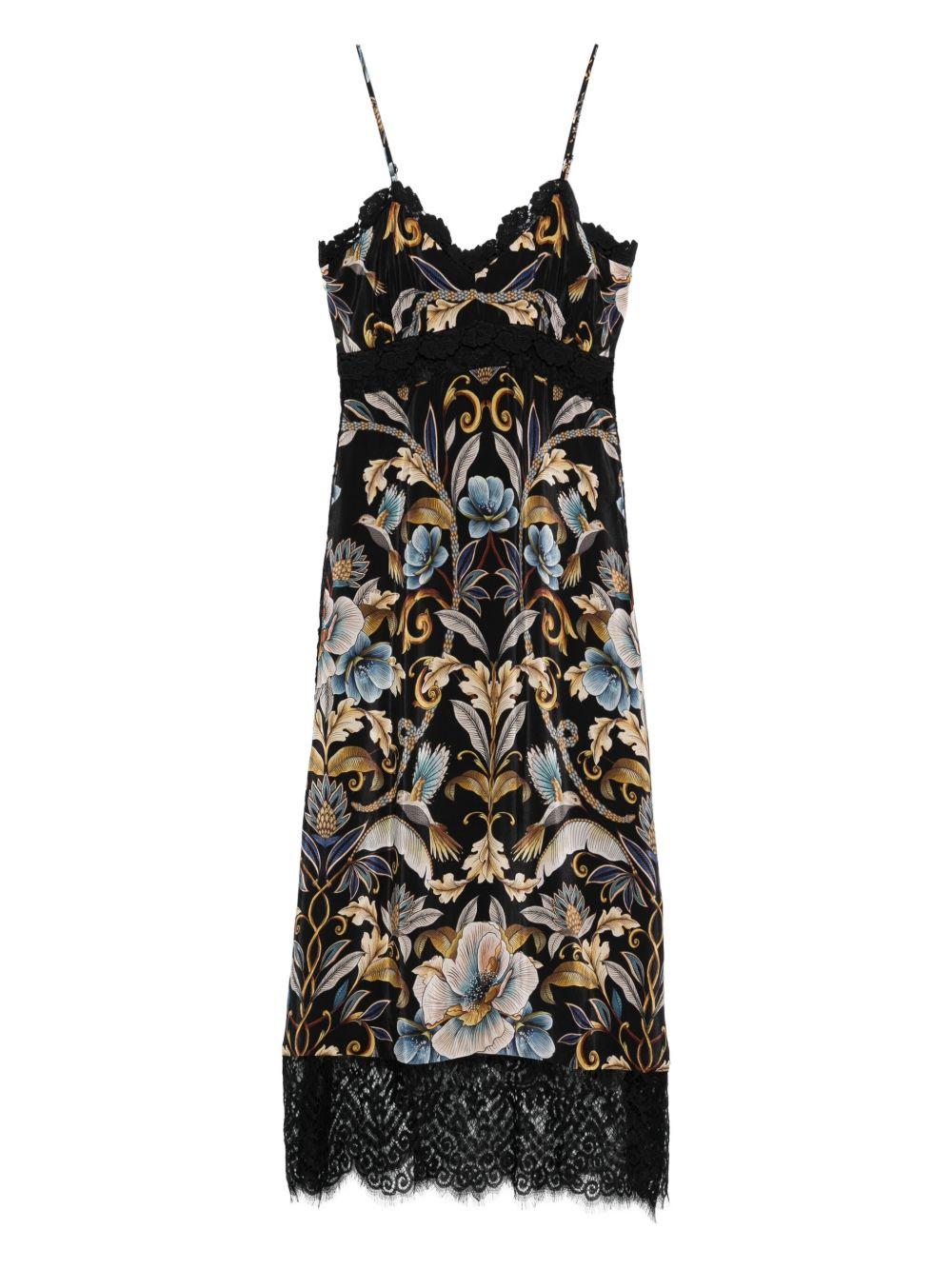 Abito midi Black Flowerful Garden 340093 25082 SNAKE GARDEN FARM RIO 