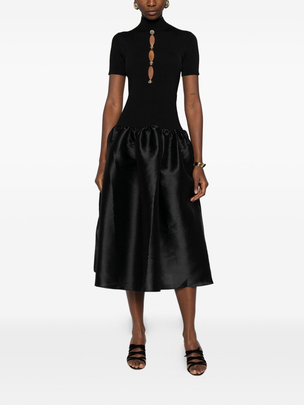 Robe mi-longue à boutonnière RS26138MB BLACK SELF-PORTRAIT 