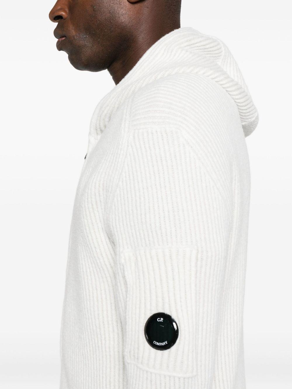 Fleece Knit Hooded Sweater 19CMKN258A006170A M12 WHITE MELANGE CP COMPANY 