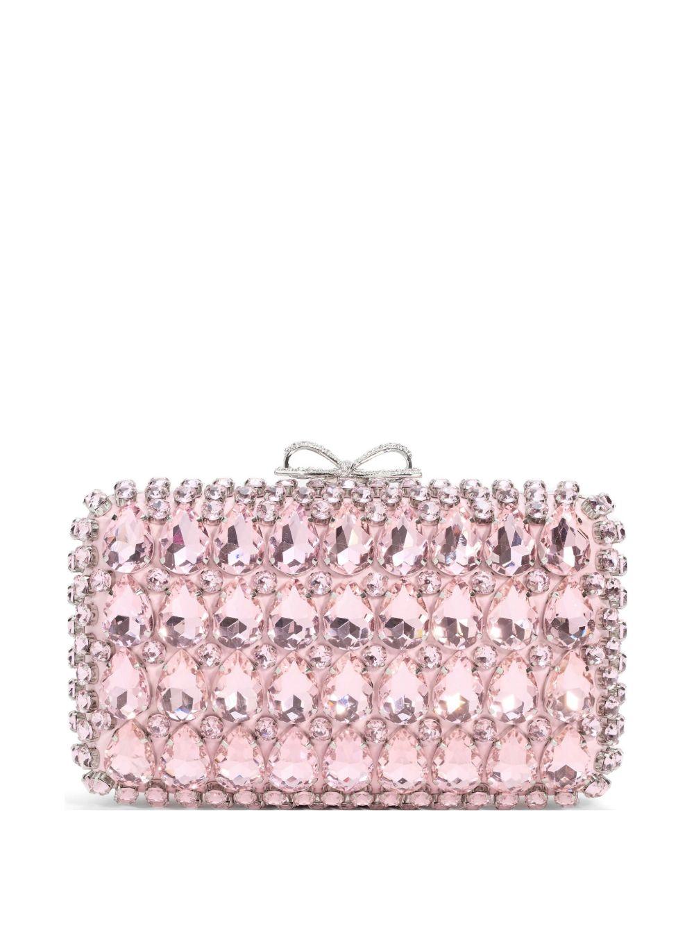 Pink Satin Crystal Clutch Bag SS26305AP PINK SELF-PORTRAIT 