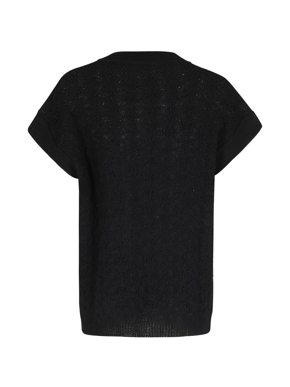 Maglione con scollo a V e fantasia 261FXA33016 09 NERO ECRU ROBERTO COLLINA 
