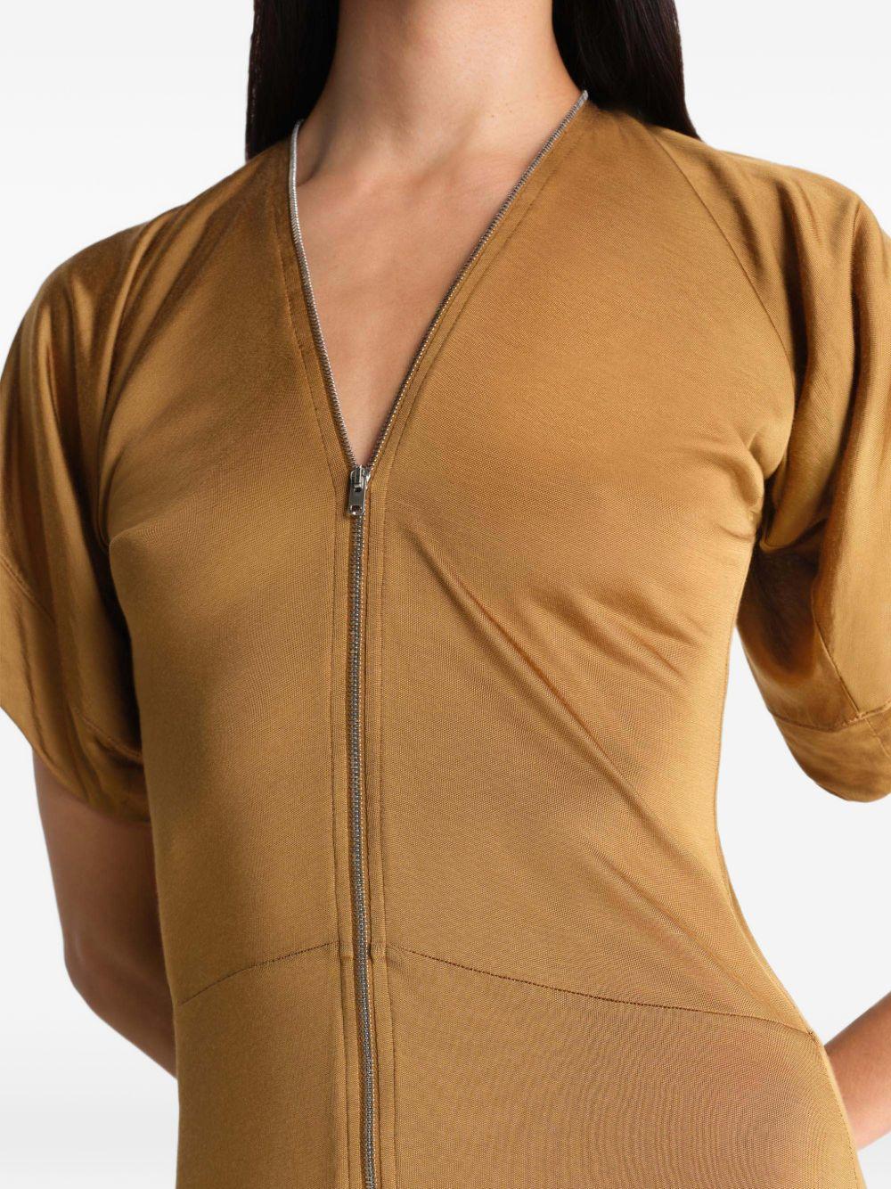 Zip Dress in Viscose Cotton Jersey DR1144LJ1049 BR426 CINNAMON BROWN LEMAIRE 
