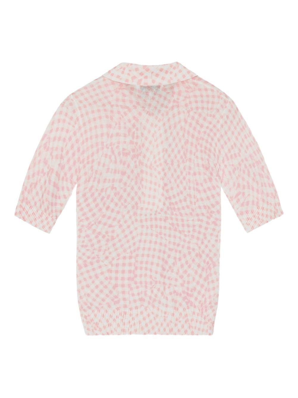 Pink Sheer Cotton Printed Polo Shirt K2491 038 BLEACHED MUAVE GANNI 