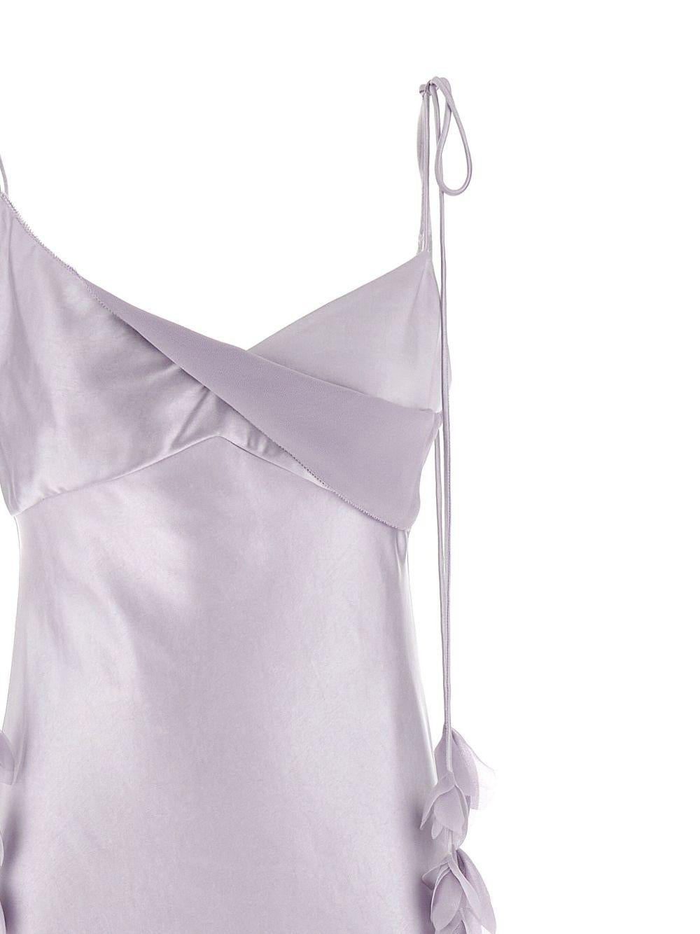 Floral-appliqué satin dress SS25252XL LILAC SELF-PORTRAIT 