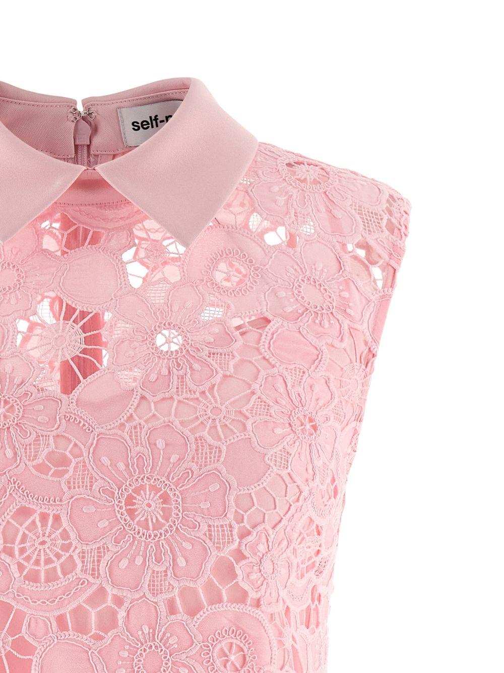 Pink Lace Collared Mini Dress SS26164SAP PINK SELF-PORTRAIT 