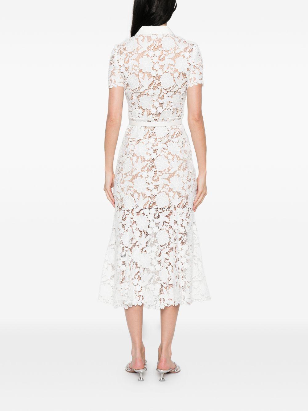 White Lace Collared Midi Dress SS26096MW WHITE SELF-PORTRAIT 