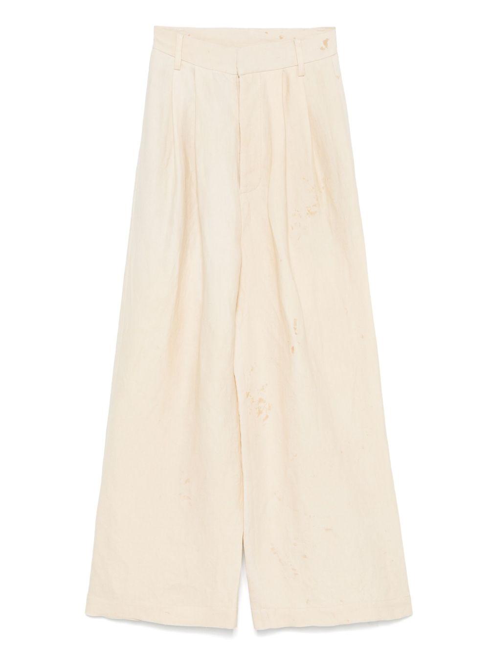 Pantaloni con dettagli a pieghe UW3016 UW200 TAN UMA WANG 