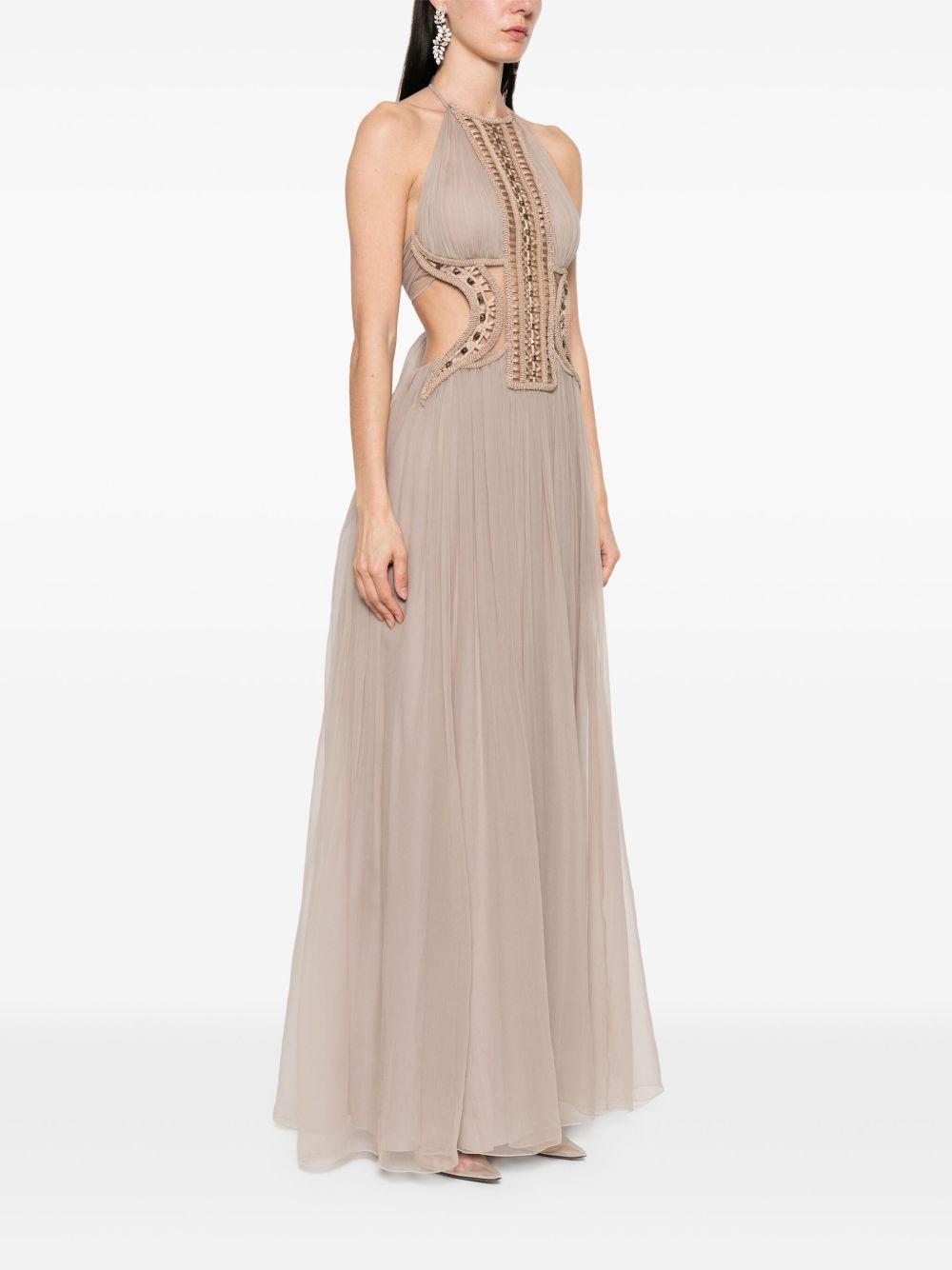 Abito lungo in tulle con ricami<BR/><BR/> A0460157 82 ALBERTA FERRETTI 