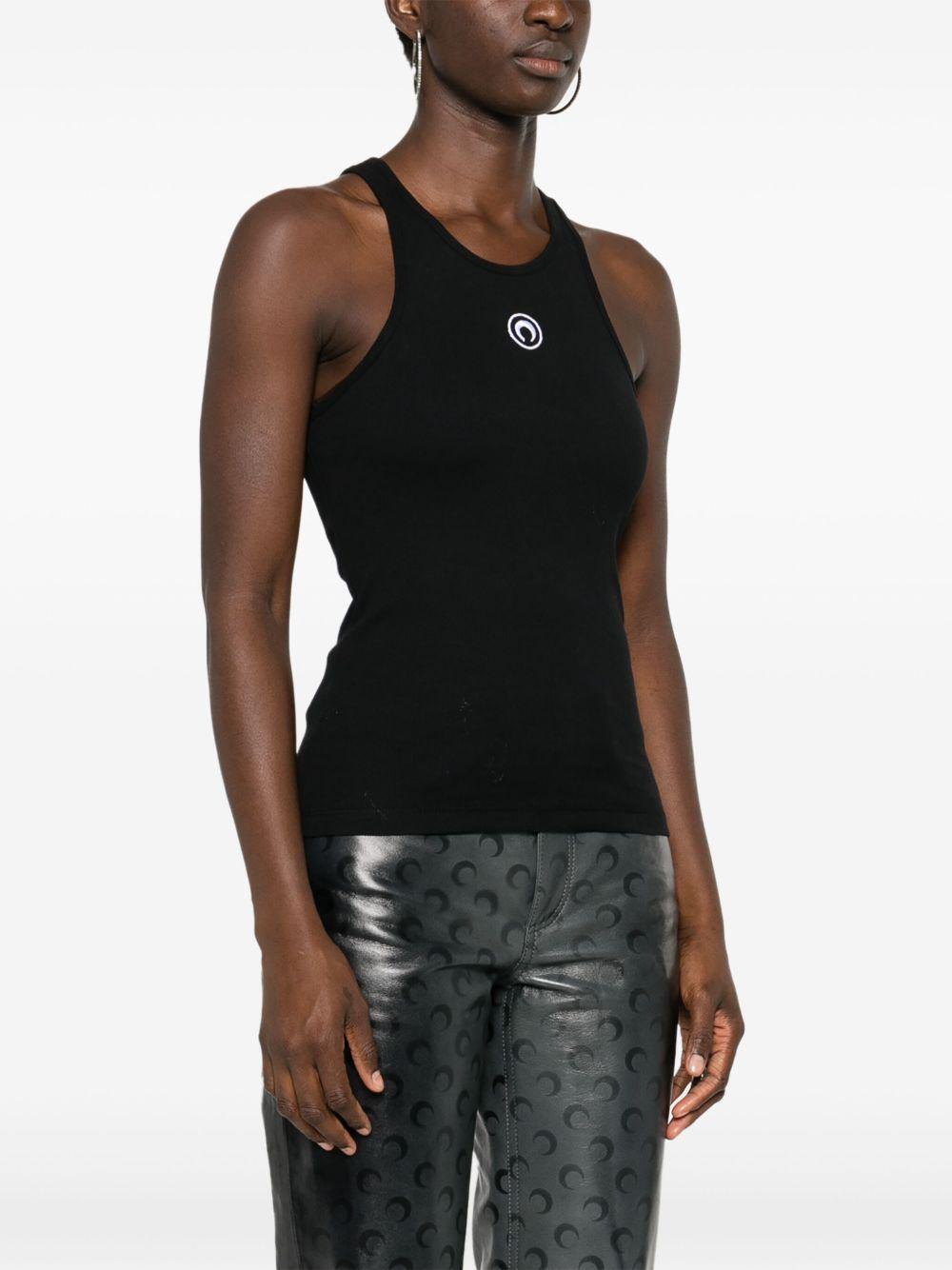 Moon Logo Ribbed Tank Top WTT014ACJER0011 BK99 BLACK MARINE SERRE 