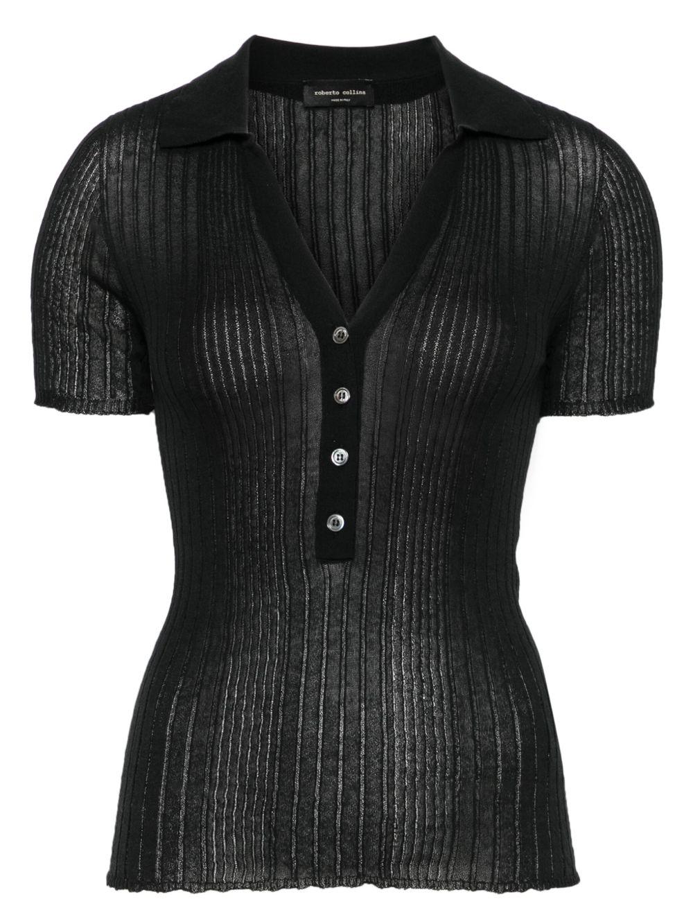 Polo a coste B05024 09 NERO ROBERTO COLLINA 