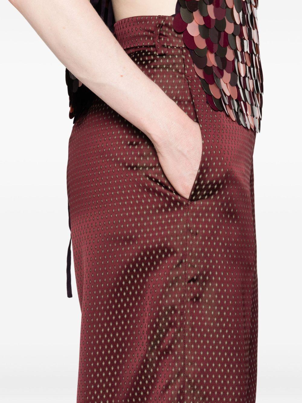 Belted Jacquard Trousers PENN2350 358 BURGUNDY DRIES VAN NOTEN 