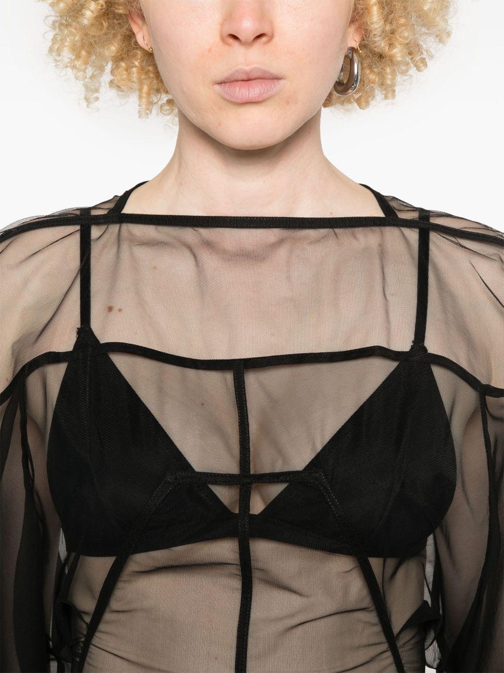 Collage Tulle T-shirt RP01E7229TUSS 09 BLACK RICK OWENS 