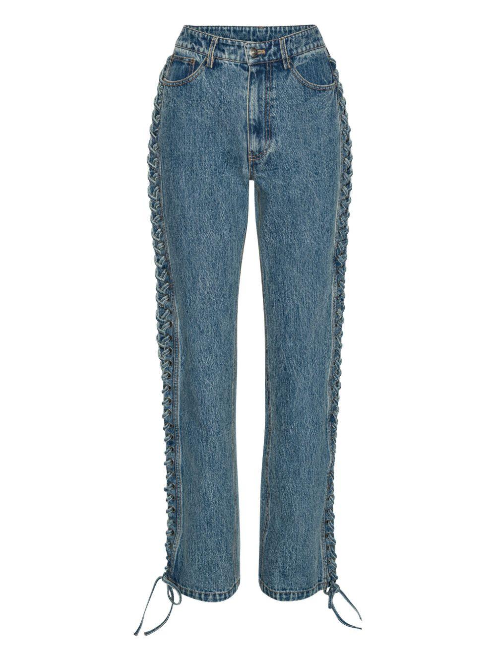 Laced Straight Leg Jeans 1145953054 3054 VINTAGE BLUE DENIM ROTATE 