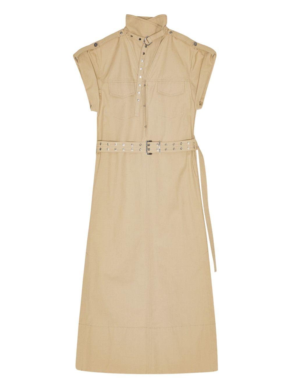 Beige Stretch Cotton Dress W0509 531 PALE KHAKI GANNI 