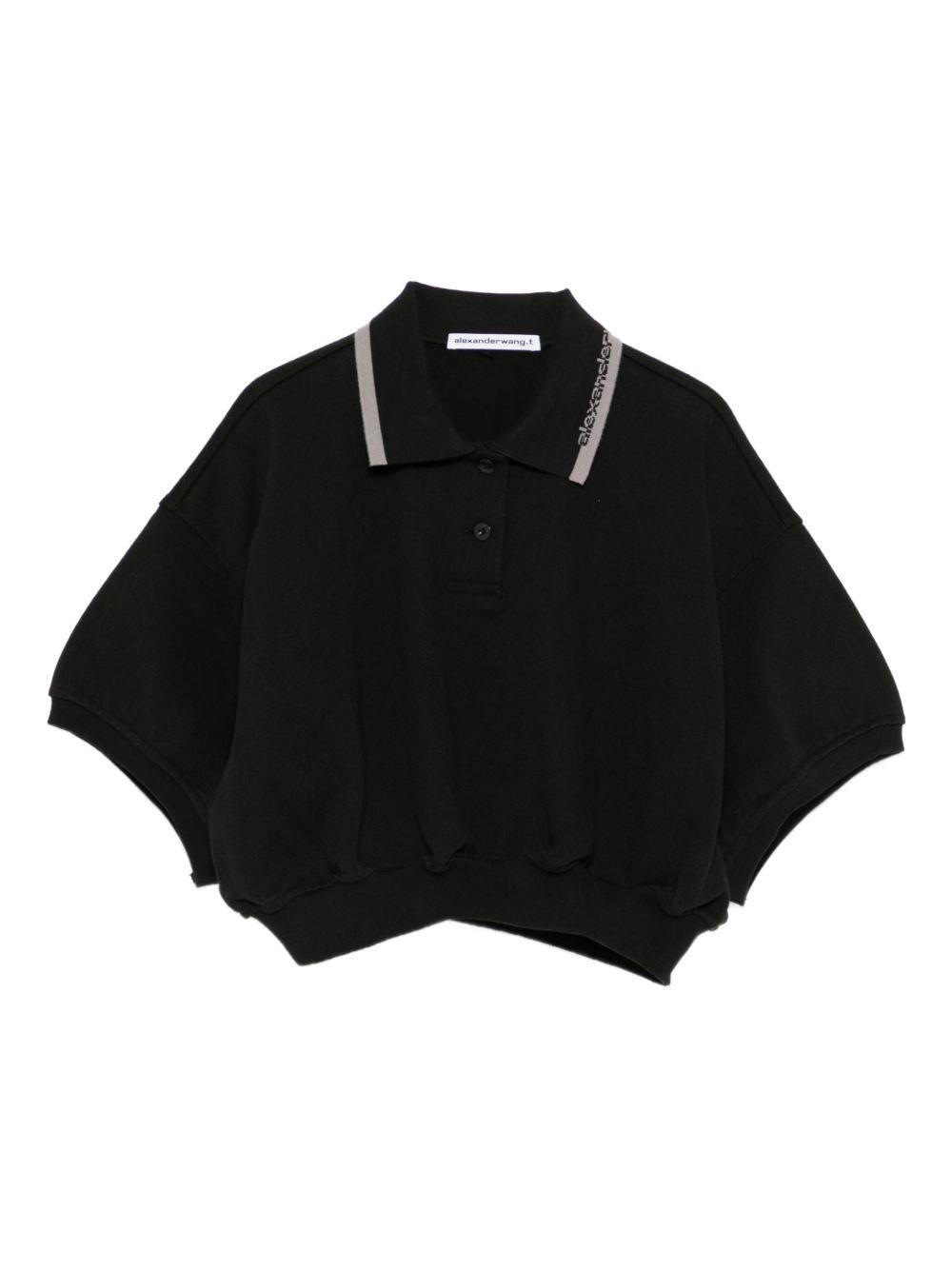 Relaxed Cropped Polo 4CC1261207 001 BLACK ALEXANDER WANG 