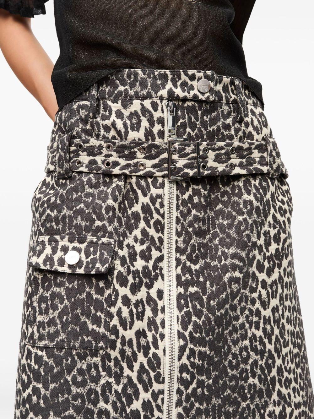 Leopard Cotton Tweed Midi Skirt W0236 943 LEOPARD GANNI 
