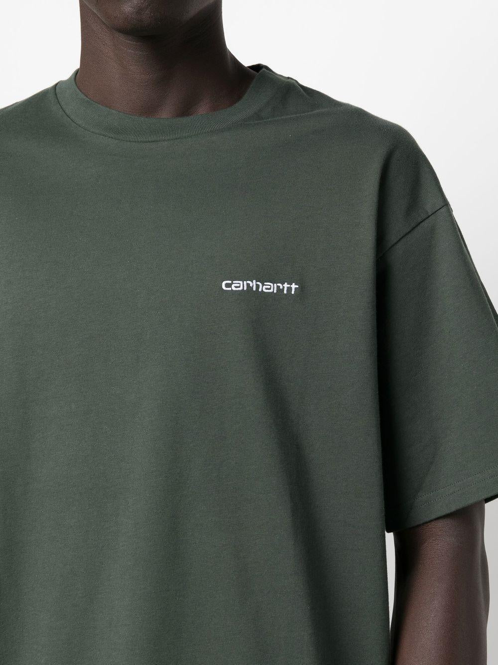 S/S Script Embroidery T-Shirt I030435 3LUXX LEAF WHITE CARHARTT WIP 