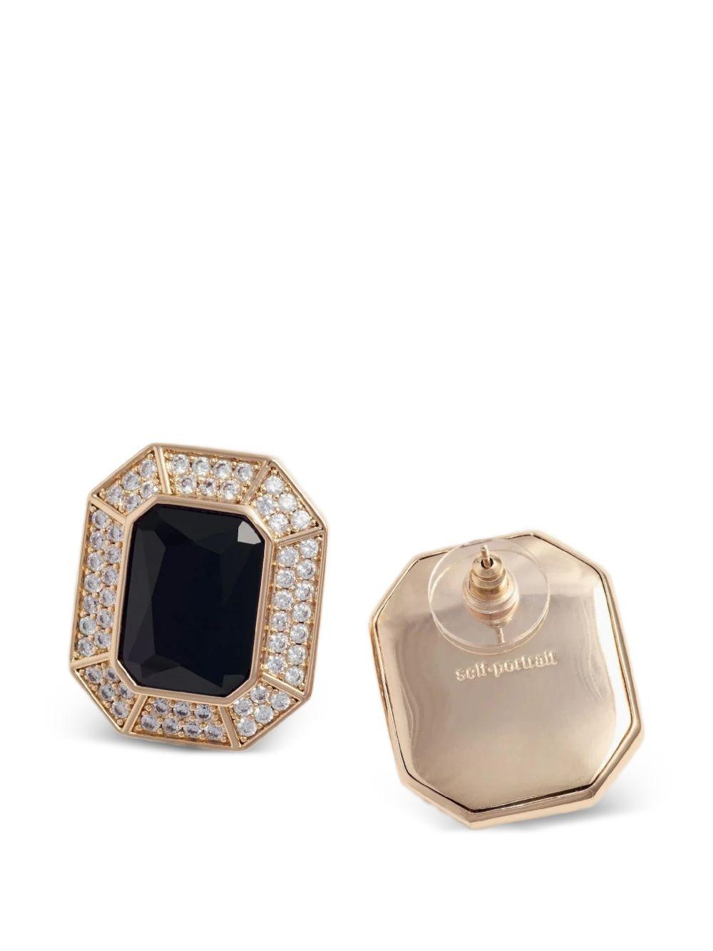 Black Crystal Encrusted Earrings SS26627EB BLACK SELF-PORTRAIT 