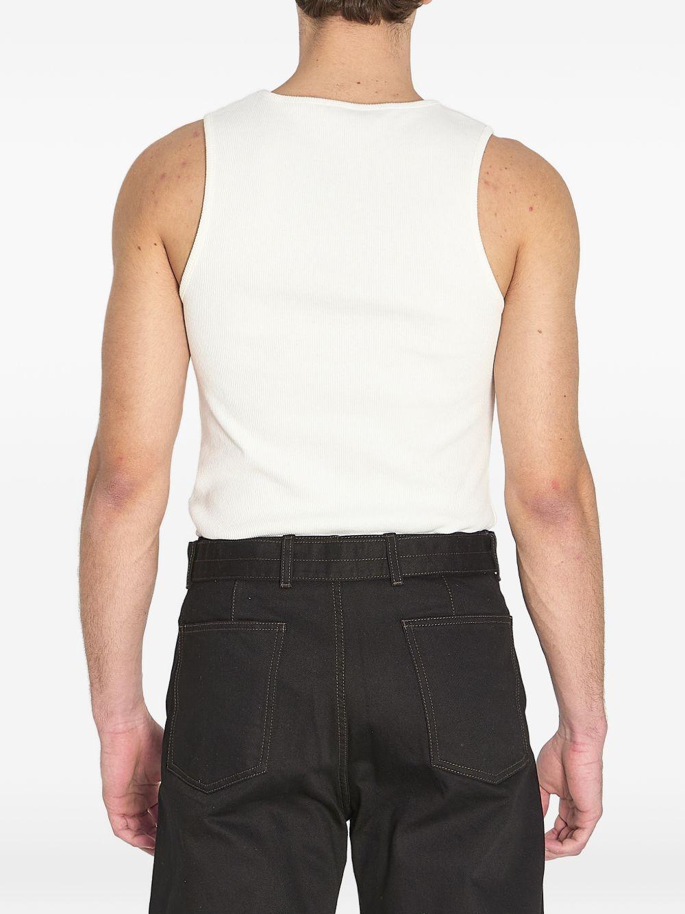 Rib Tank Top in Cotton Linen Jersey TS0006LJ1030 WH086 MILK LEMAIRE 