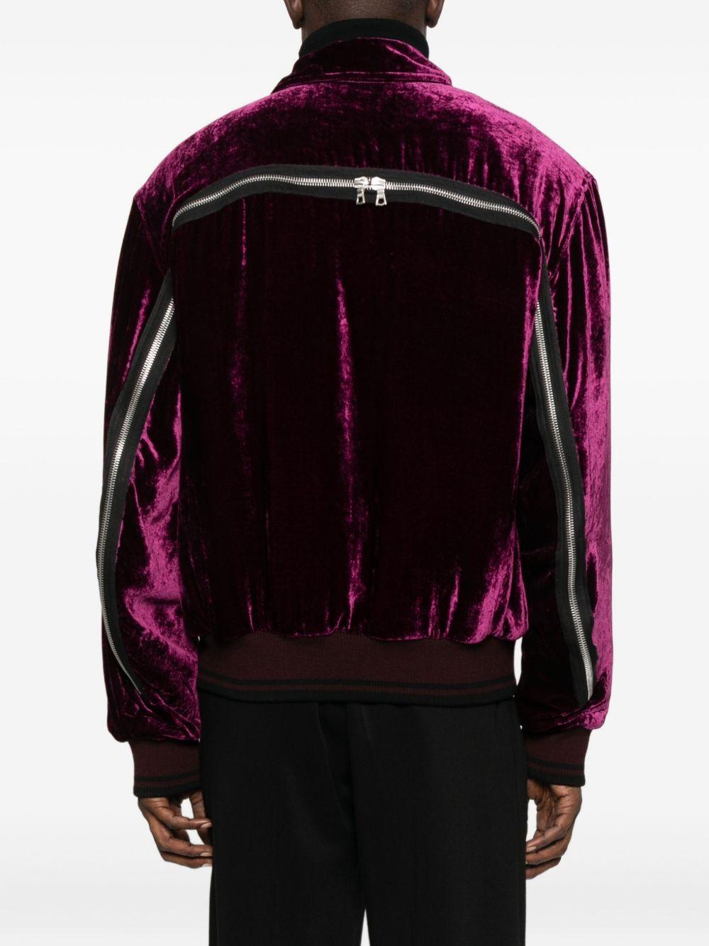 Back Zip Velvet Bomber Jacket Violet VENLO2282 400 VIOLET DRIES VAN NOTEN 