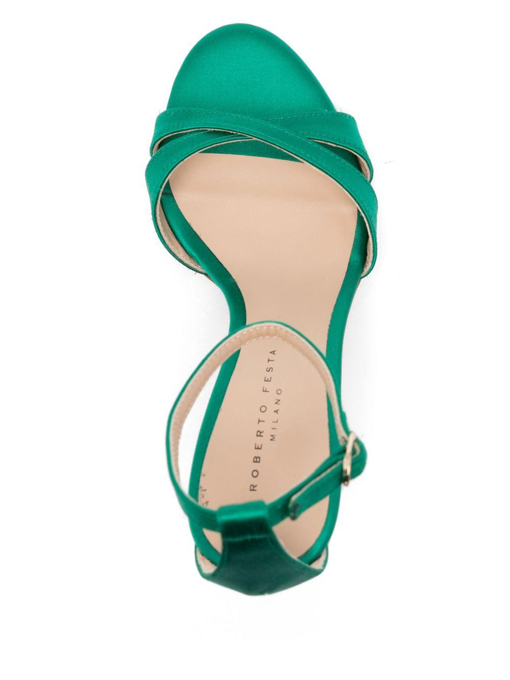 Sandali in pelle con tacco 100mm FALER RASO VERDE ROBERTO FESTA 
