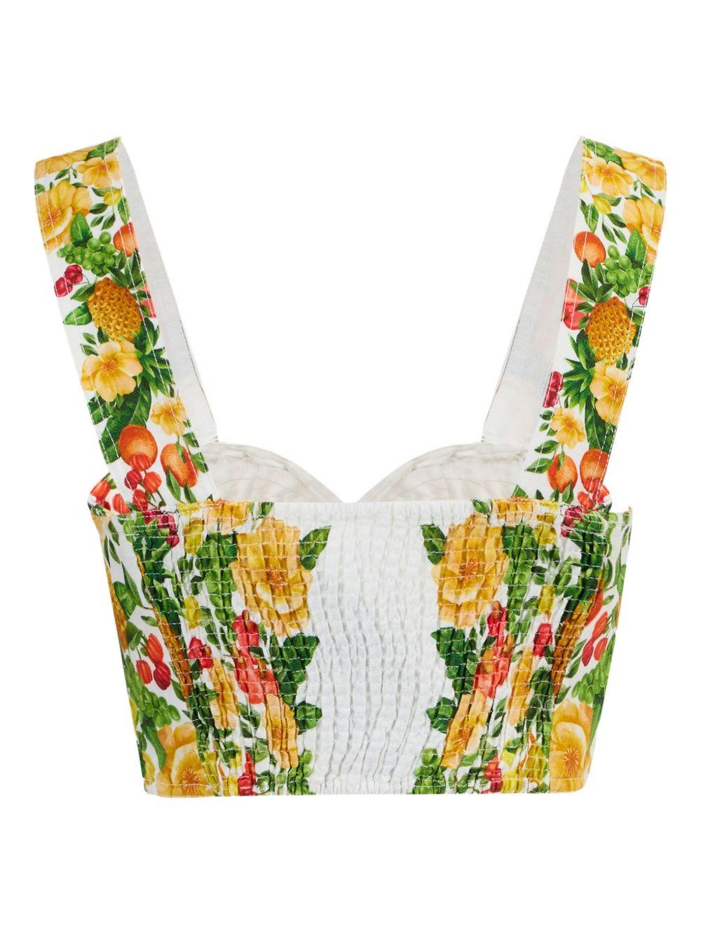 Crop Top Off-White Picnic Flowers in lino Euroflax™ 335881 25074 PICNIC FLOWERS FARM RIO 